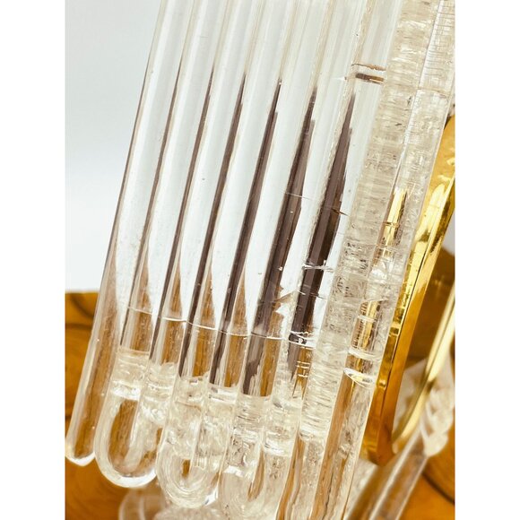 Vintage 60s clock, spun spaghetti clear lucite, working desk clock, home shaped - Picture 10 of 10